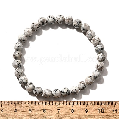 Jaspe de sésamo natural / pulseras elásticas de cuentas de kiwi jaspe&nbsp;BJEW-K212-A-033-1