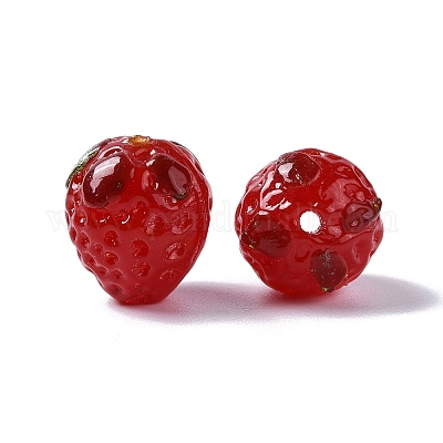 Red Strawberry Bead Handmade Lampwork Glass Beads Fruit Spacer Loose Beads  for Bracelets Necklace Jewelry Making