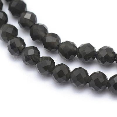 Natürlicher Obsidian-Perlenstrang&nbsp;G-E411-33-3mm-1