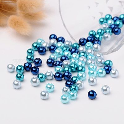 8mm Steel Blue Pearl Heart Beads-0585-08
