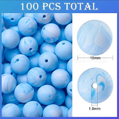 15 mm. Silicone Beads for Keychain Making Kit 100 pcs