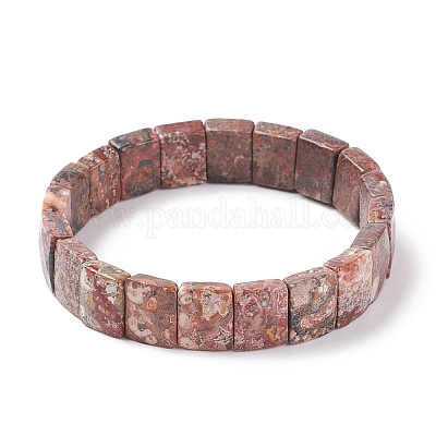 Bracciali elasticizzati diaspro naturale con pelle di leopardo&nbsp;BJEW-F406-B14-1