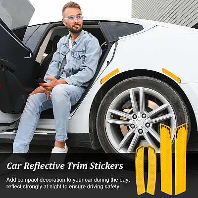 4 Calcomanías Reflectantes Abiertas Para Puerta De Automóvil, Calcomanías De Advertencia De Seguridad De Automovil De 3 6 Pulgadas Tira Protectora