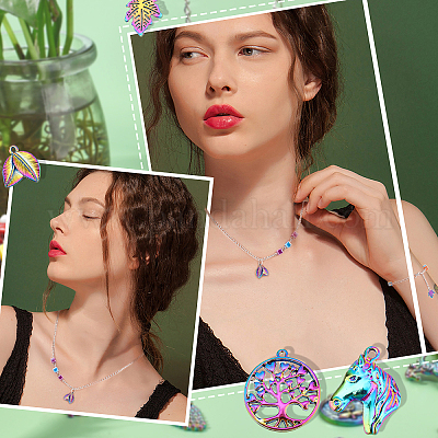 Rainbow enamel charms, Nickel free metal pendants for jewelry making