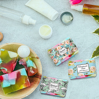 Wholesale PandaHall Elite 90Pcs 9 Colors Floral Pattern Handmade Soap Paper  Tag 