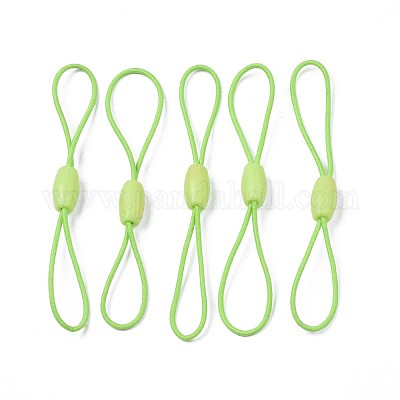 Elastic String, with Silicone Beads Buckle, for Hanging Tags, Cards, Keys,  Light Green, 65~78x1mm