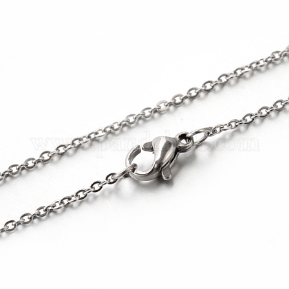 Collares de cadena de cable clásico liso de acero inoxidable 304 para hombres y mujeres STAS-M174-025P-1