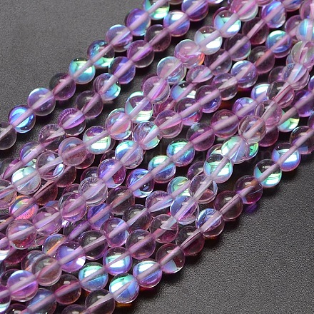 Synthetic Moonstone Beads Strands G-F143-6mm-02-1