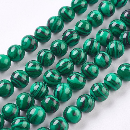 Chapelets de perles en malachite synthétique TURQ-P028-04-8mm-1