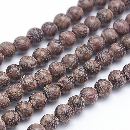 Chapelets de perles en bois de santal naturelles WOOD-P011-01-6mm-1
