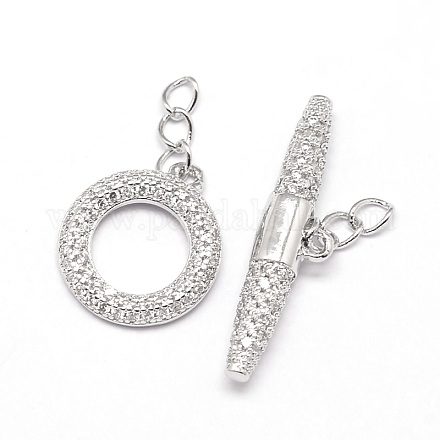 Brass Micro Pave Cubic Zirconia Ring Toggle Clasps ZIRC-E010-24P-1
