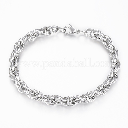 201 Stainless Steel Rope Chain Bracelets BJEW-F292-09P-1