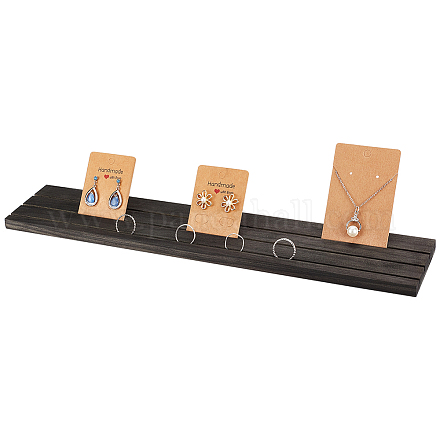 3-Slot Rectangle Wood Earring Display Card Stands EDIS-WH0012-45B-1