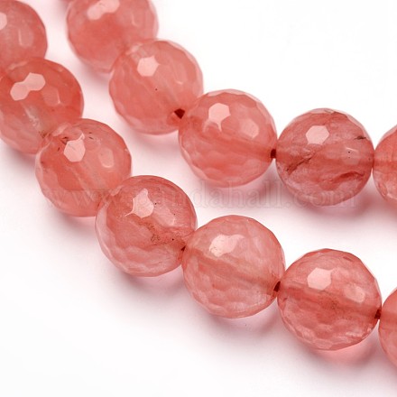 Chapelets de perles cerise quartz en verre G-L377-15-12mm-1
