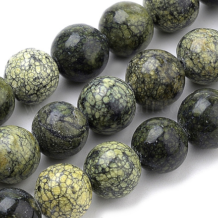 Perles en pierre de serpentine naturelle / dentelle verte X-G-S259-15-10mm-1