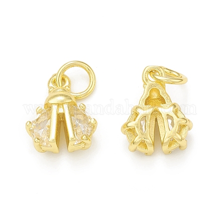 Rack Plating Brass Micro Pave Clear Cubic Zirconia Charms KK-C011-15G-1