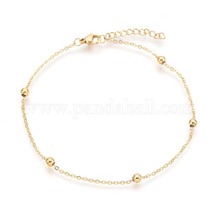 Ion Plating(IP) 304 Stainless Steel Cable Chain Anklets AJEW-P069-04G-1
