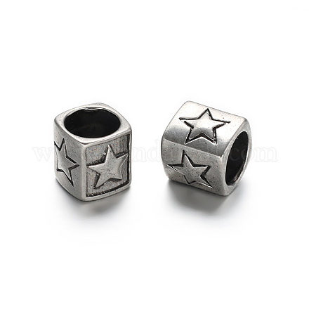 Rétro 304 en acier inoxydable grand cube de trou avec étoile et coeur perles STAS-I034-10-1