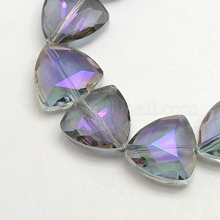 Electroplate Crystal Glass Triangle Beads Strands EGLA-F068B-05-1