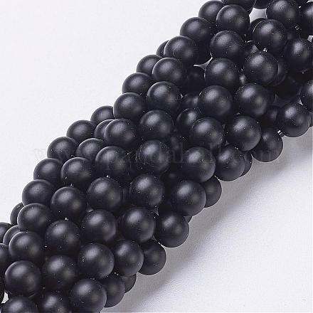 Chapelets de perles perles en agate noire naturelle G-D543-6mm-1