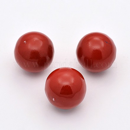 No Hole Spray Painted Brass Round Ball Chime Beads KKB-J003-23-1