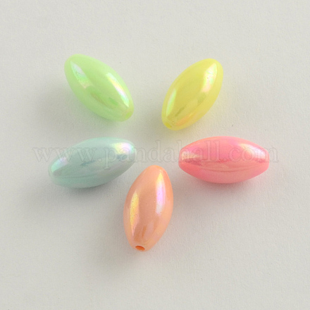 AB Color Plated Rice Acrylic Beads SACR-Q106-09-1