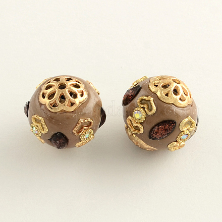 Round Handmade Rhinestone Indonesia Beads IPDL-Q036-01C-1