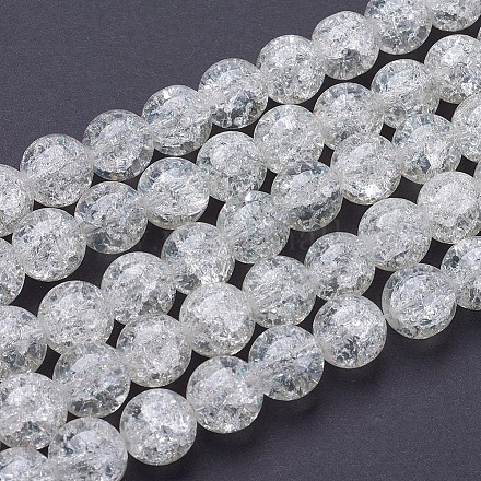 Chapelets de perles en verre craquelé peints à la bombe CCG-Q001-12mm-01-1