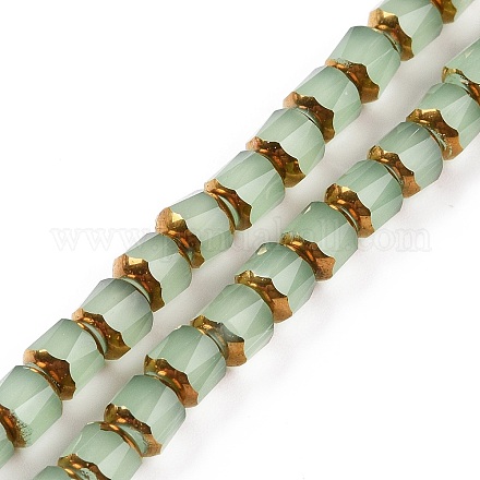 Brins de perles de jade imitation verre galvanisé GLAA-P003-C03-1