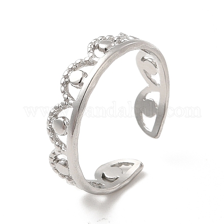304 anello a polsino aperto con corona in acciaio inossidabile da donna RJEW-E066-08P-1