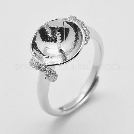 Adjustable 925 Sterling Silver Ring Components STER-K038-026P-1