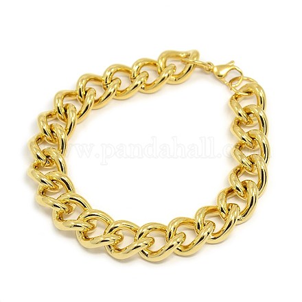 304 Stainless Steel Curb Chain/Twisted Chain Bracelets STAS-A028-B140G-1