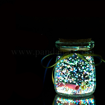 Leuchtende Wunschflasche aus Glas mit zufälligem Farbband LUMI-PW0004-067A-1