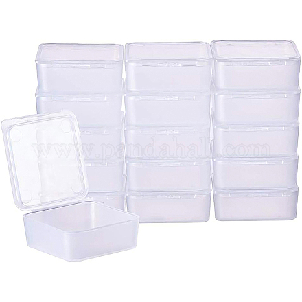 Benecreat 24 paquet carré de contenants de rangement en plastique transparent givré pour perles boîte avec couvercles pour petits - articles CON-BC0004-21A-1