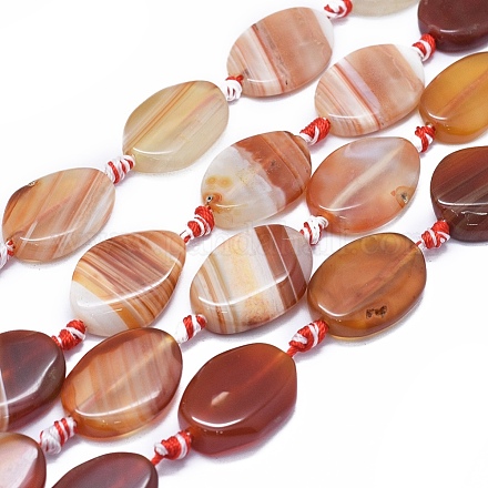 Agate à bandes naturelles / brins de perles d'agate à rayures G-I245-64B-1