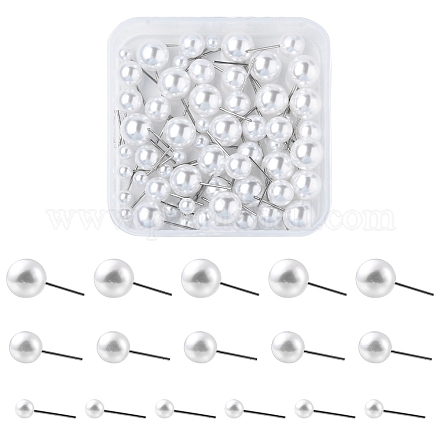 60 pz 3 dimensioni grado a orecchini a bottone in plastica con perle finte per donna EJEW-YW0001-09-1