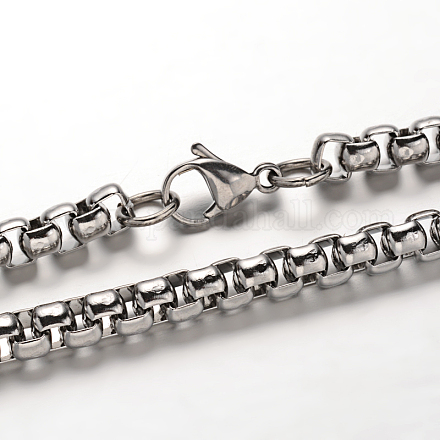 304 Stainless Steel Box Chain Necklaces NJEW-L347-09P-1