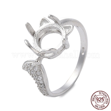 925 anello per polsino in argento sterling placcato in rodio con micro pavè di zirconi cubici STER-NH0001-41P-1
