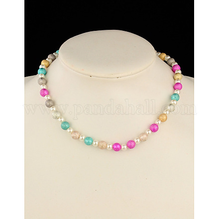 Collane di perle in acrilico elastico per i bambini NJEW-JN00428-01-1