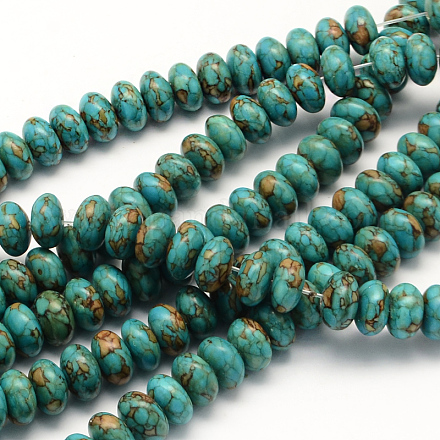 Brins de perles rondelles turquoise synthétiques teints TURQ-Q100-02A-01-1