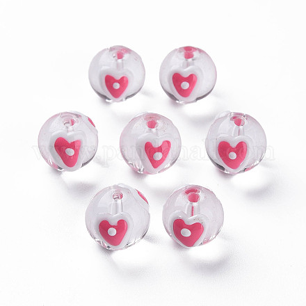Perles de verre émaillées transparentes GLAA-N049-009-1