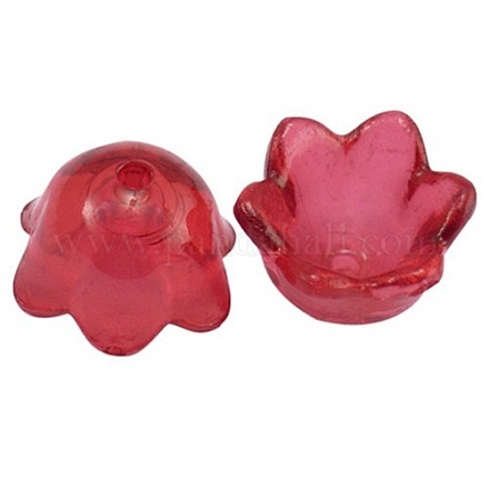 Red Dyed Transparent Acrylic Flower Beads X-PL548-9-1