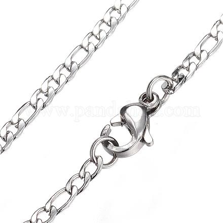 304 Stainless Steel Figaro Chain Necklaces STAS-F034-06P-1