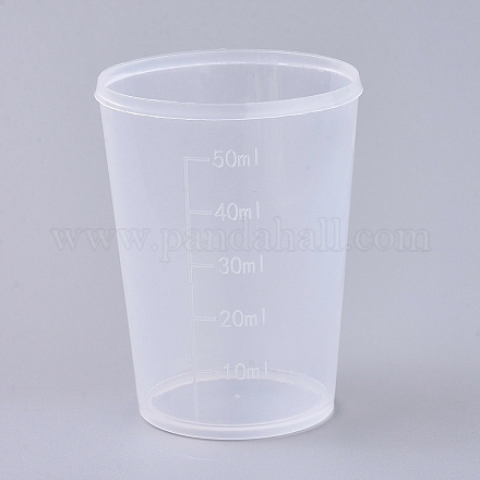 50mlポリプロピレン(pp)計量カップ  目盛り付きカップ  透明  4.2x5.7cm  容量：50ml（1.69液量オンス） TOOL-WH0021-48-1