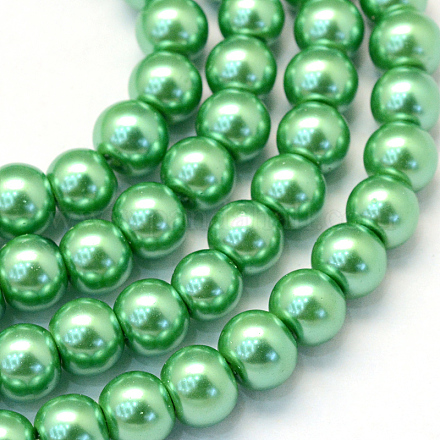 Backen gemalt pearlized Glasperlen runden Perle Stränge HY-Q003-6mm-69-1
