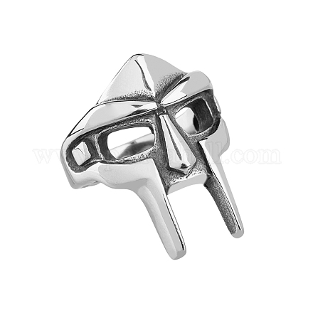 Superfinding ゴシックマスク指輪チタン鋼リングヴィンテージパンク指輪男性の女性のための個性的シルバーリングコスプレ衣装アクセサリー RJEW-WH0001-12B-1