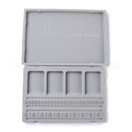 プラスチック植毛ブレスレットビーズデザインボード  4 ブレスレット デザイン チャンネル付き  4 凹部分  インチとセンチメートルのマーク  取り外し可能なカバー  グレー  28.5x19.5x1.7cm ODIS-Z001-01-1