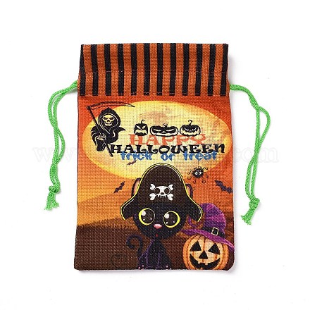 Sacchetti portaoggetti in panno di cotone di halloween ABAG-A005-01E-1