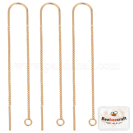 Beebeecraft 10Pcs/Box 18K Gold Plated Ear Threads 103mm Long String Earring Threader Pull Through Threaded Long Chain Drop Tassel with Loop KK-BBC0002-61-1