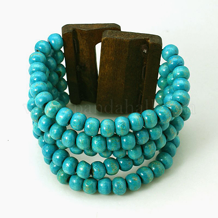 Wood Beads Multi strand Bracelets BJEW-E081-1B-1